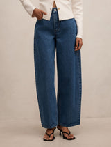 Emma Petite Mid Rise Barrel Jeans Mid Wash Forever New