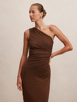 Audrina One Shoulder Heatseal Maxi Dress Forever New
