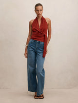 Gianna Wrap Halter Top Forever New