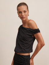 Mila Tipped Shoulder Drape Top Forever New