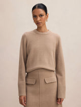 Natalie Petite Knitted Sweater Latte Forever New