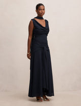 Vivianne Petite Scarf Tie Maxi Dress