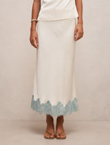 Adele Lace Trim Midi Skirt Champagne Blue Co-ord Forever New
