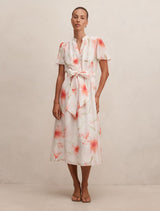Dahlia Button Tie Midi Dress Arbella Floral Forever New