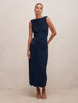 Kinsley Sleeveless Jersey Midi Dress Evening Navy Forever New