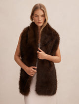 Phoebe Faux Fur Scarf 0 Chocolate Forever New