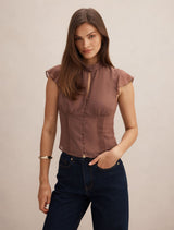 Eden Keyhole Blouse Dark Dove Forever New