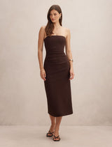 Betty Strapless Bodycon Dress Chocolate Forever New