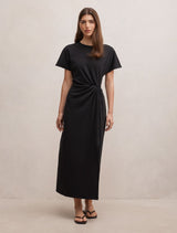 Rose T-Shirt Twist Midi Dress Black Forever New