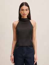 Millie High Neck Cape Top Black Forever New