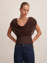 Olivia Draped Mesh Cape Top Forever New