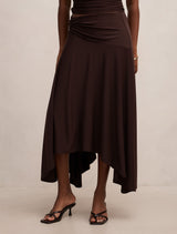Ariel Petite Godet Hanky Hem Skirt Dark Chocolate Co-ord Forever New