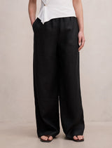 Lily Linen Drawstring Pants Black Forever New