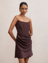 Isra Petite Drape Strapless Mini Dress