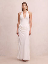 Airlie Halter Neck Corset Maxi Dress Bridal White Forever New