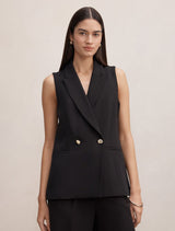 Dani Double Breasted Sleeveless Blazer Black Suit Forever New