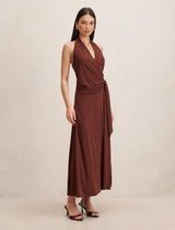 Aaliyah Wrap Halter Midi Dress Forever New