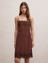 Wisteria Lace Detail Midi Dress Bitter Chocolate Forever New