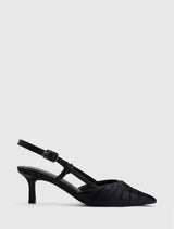 Petra Pleat Detail Heel Court Shoe Black Forever New