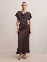 Ada Grown On Sleeve Maxi Dress Dark Chocolate Forever New