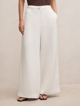 Matilda Linen Blend Wide Leg Pants Porcelain Forever New