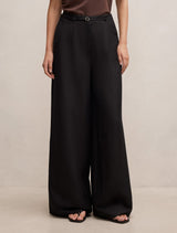 Matilda Linen Blend Wide Leg Pants Black Forever New
