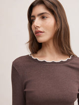 Rebecca Scallop Long Sleeve Top