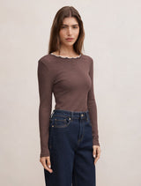 Rebecca Scallop Long Sleeve Top
