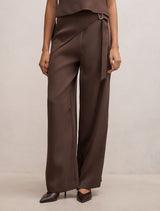 Wrenna Wrap Pants Mocha Brown Set Forever New