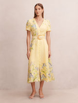 Calissa V-Neck Short Sleeve Midi Dress Light Halifax Floral Forever New