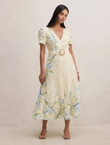 Calissa V-Neck Short Sleeve Midi Dress Light Halifax Floral Forever New