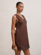 Zali Lace Trim Linen Mini Dress Forever New