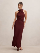 Rosalba Gathered Panel Maxi Dress Plum Fig Forever New