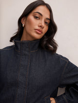 Lola Funnel Neck Denim Jacket Forever New