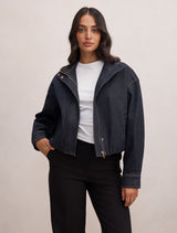 Lola Funnel Neck Denim Jacket Forever New