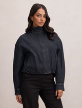 Lola Funnel Neck Denim Jacket Rinse Wash Forever New