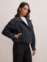 Lola Funnel Neck Denim Jacket Forever New