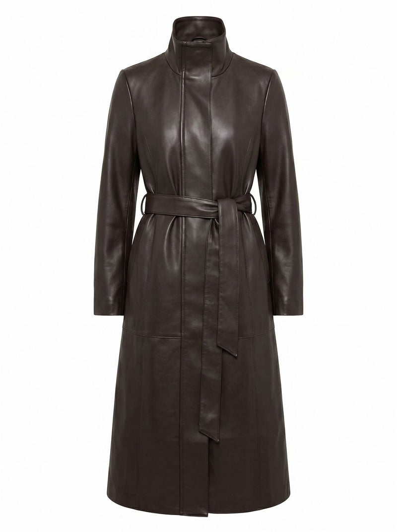Bonnie Pu Funnel Trench Coat Chocolate | Forever New