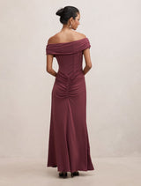 Ania Petite Ruched Bardot Maxi Dress Forever New