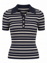 Sasha Striped Knit Polo T-Shirt Forever New