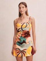 Mel Strappy Linen Mini Dress Arndale Abstract Forever New