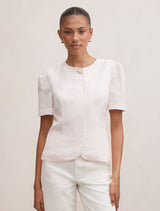 Cartia Button Down Top Rosewater Pink Forever New