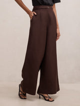 Matilda Petite Linen Blend Wide Leg Pants Forever New