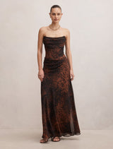 Gwynne Draped Strapless Maxi Dress Flecked Spot Forever New