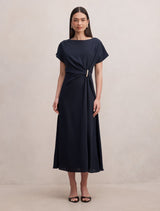 Wren Hardware Detail Midi Dress Navy Forever New