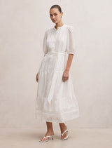 Rachel Short Sleeve Trim Midi Dress Forever New