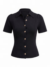 Esther Button Detail Knit Top Forever New