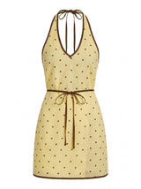 Ava Wrap Halter Linen Mini Dress