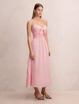 Isabella Tie Front Linen Midi Dress Forever New