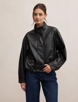 Belle Pu Belted Bomber Jacket Black Forever New